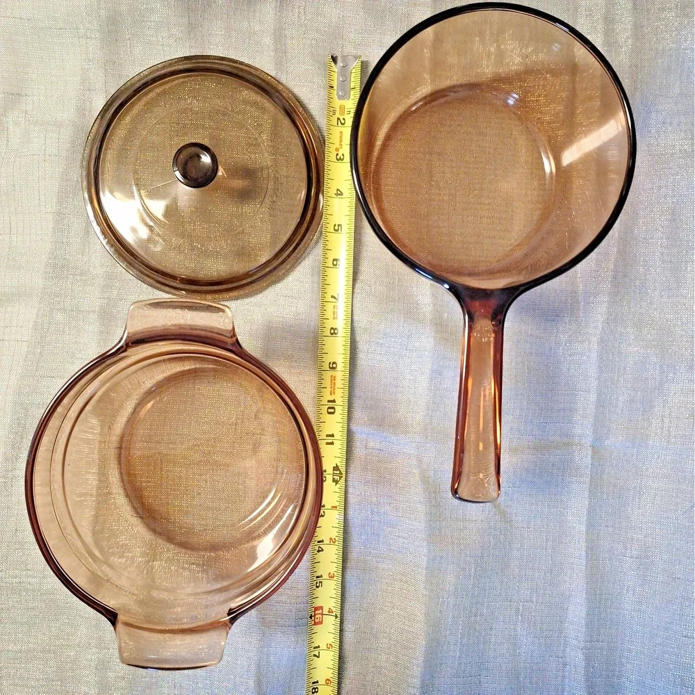 Visions Ware Corning 1.5 L Glass Double Boiler V-20-B Sauce Pan Pot Amber France